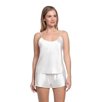 Women's Lilac+London Solid Satin Pajama Cami & Pajama Shorts Set