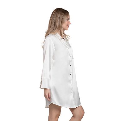 Women's Lilac+London Solid Satin Sleepshirt