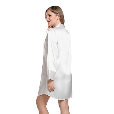Women's Lilac+London Solid Satin Sleepshirt