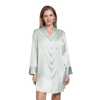 Women's Lilac+London Solid Satin Sleepshirt
