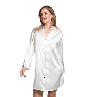 Women's Lilac+London Solid Satin Sleepshirt