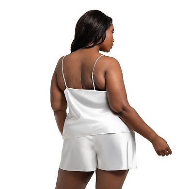 Plus Size Lilac+London Solid Satin Pajama Cami & Pajama Shorts Set