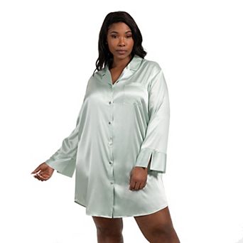 Plus Size Lilac+London Solid Satin Sleepshirt