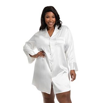 Women's Lilac+London Solid Satin Sleepshirt