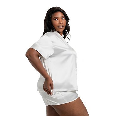 Plus Size Lilac+London Solid 2-pc. Pajama Top & Pajama Shorts Set