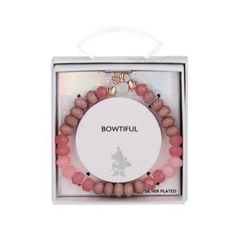 Disney's Minnie Mouse Pink Dyed Quartz Stone Stretch Bracelet