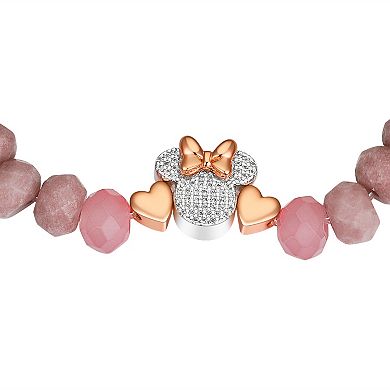 Disney's Minnie Mouse Pink Dyed Quartz Stone Stretch Bracelet