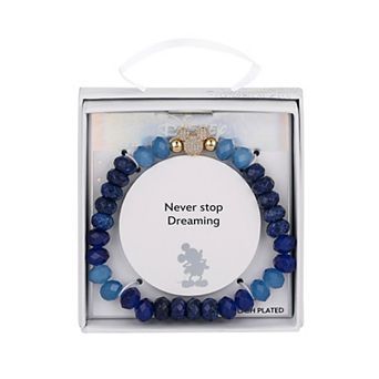 Disney's Mickey Mouse Blue Dyed Quartz Stone Stretch Bracelet