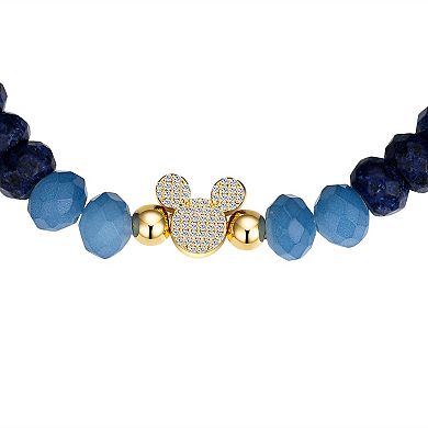 Disney's Mickey Mouse Blue Dyed Quartz Stone Stretch Bracelet