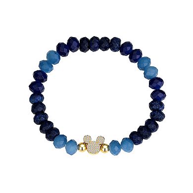 Disney's Mickey Mouse Blue Dyed Quartz Stone Stretch Bracelet