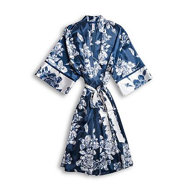 Women's Lilac+London Satin Print Wrap Robe