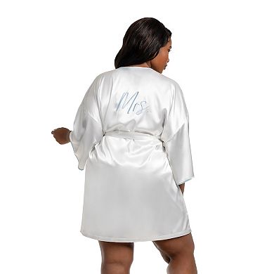 Plus Size Lilac+London "Mrs." Chemise & Wrap Robe Set