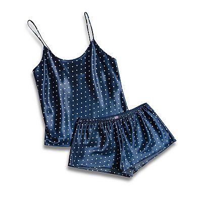 Plus Size Lilac+London Solid Satin Cami Pajama Top & Pajama Shorts Set