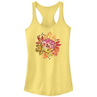 Juniors' Dungeons & Dragons Dice Autumn Leaves Racerback Tank Top