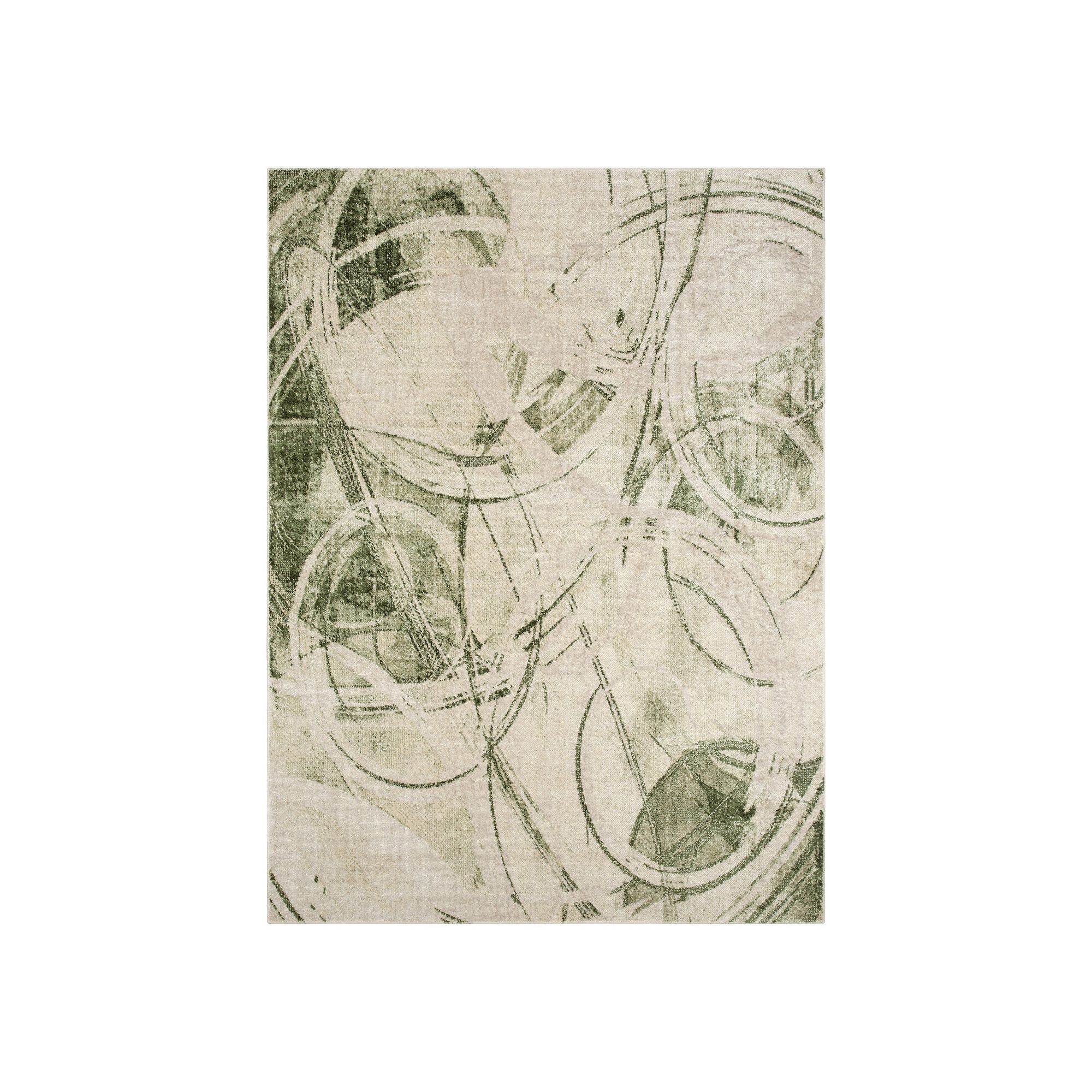 Nourison Astra Modern Curve Washable Indoor Rug, Beige Green