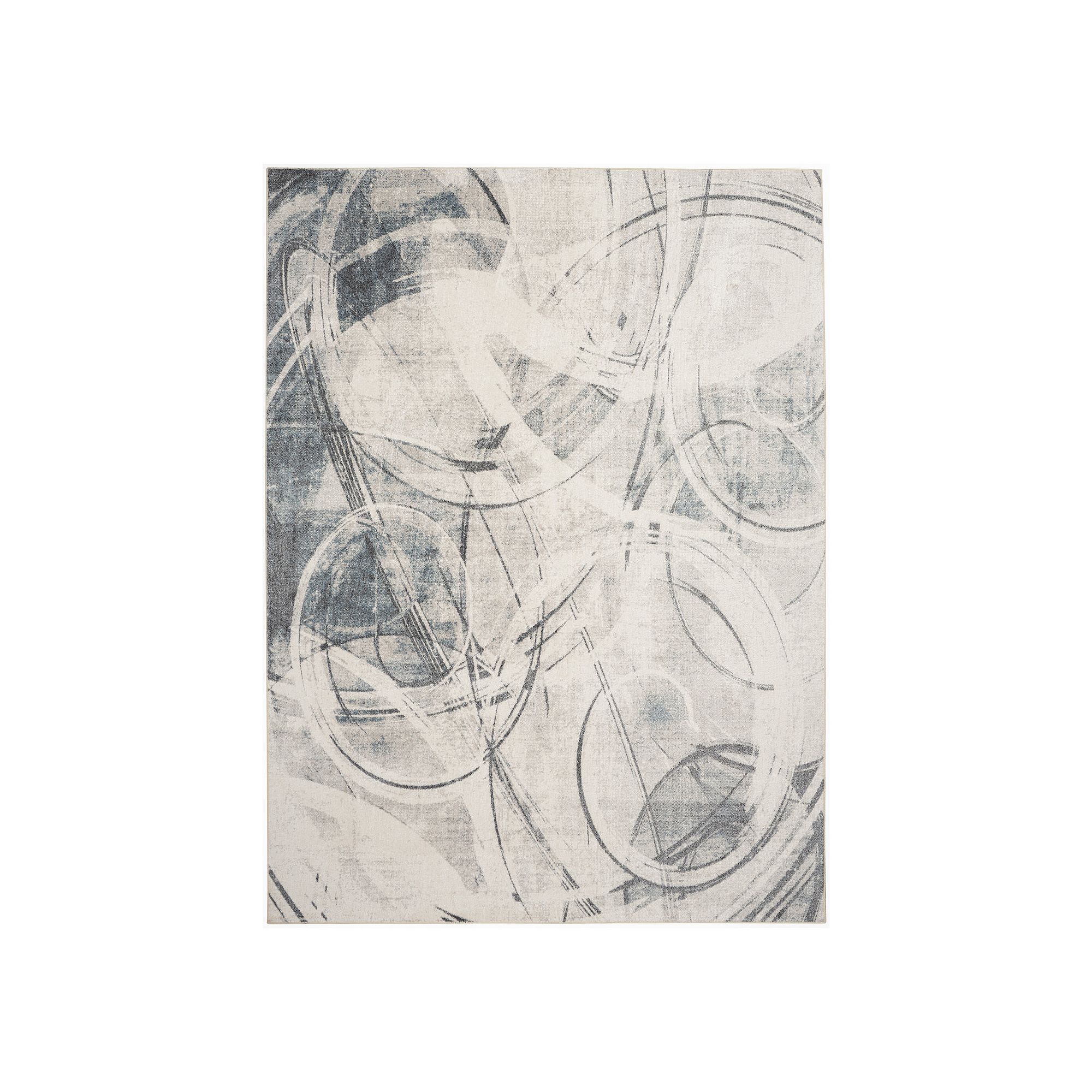 Nourison Astra Modern Curve Washable Indoor Rug, Silver Blue