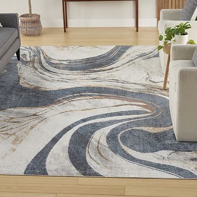 Nourison Astra Modern Swirl Washable Indoor Rug