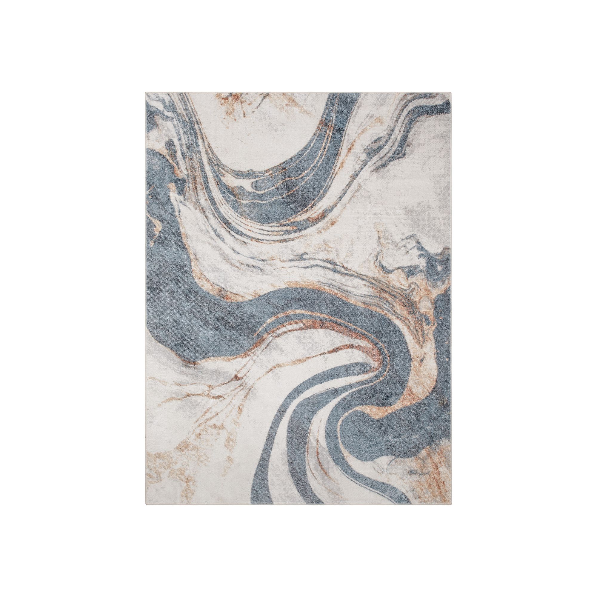 Nourison Astra Modern Swirl Washable Indoor Rug, Ivory Blue
