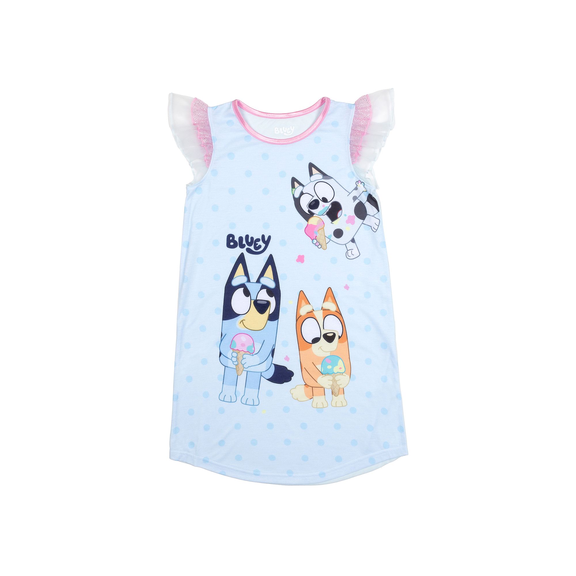 Girls 4-8 Bluey Crewneck Flutter Sleeve Sweet Treats Nightgown, Girls