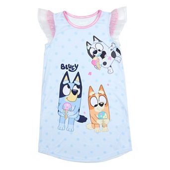 Girls 4-8 Bluey Crewneck Flutter Sleeve "Sweet Treats" Nightgown