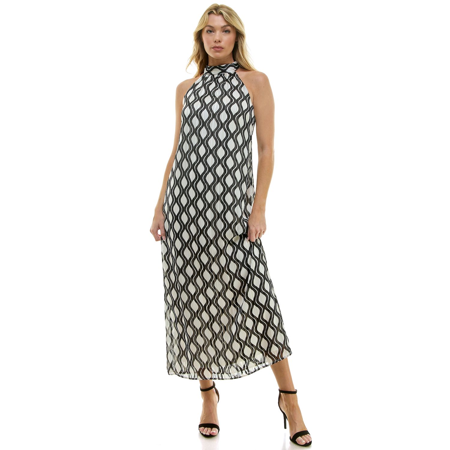 Женское платье Luxology Keyhole Back Halter Maxi, цвет: Слоновая кость чёрный
