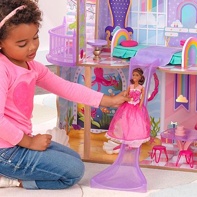 KidKraft Rainbow Dreamers Unicorn Mermaid Dollhouse with EZ Kraft Assembly™