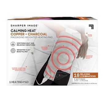 Sharper Image Calming Heat Copper + Charcoal Massaging Weighted Heating Pad