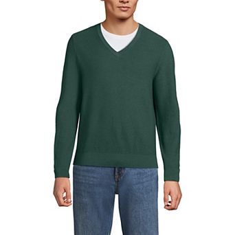 Men's Lands' End Washable Merino Wool V-Neck Sweater