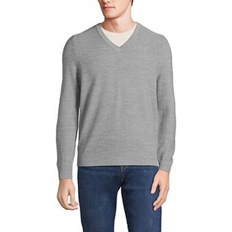 Men's Lands' End Washable Merino Wool V-Neck Sweater
