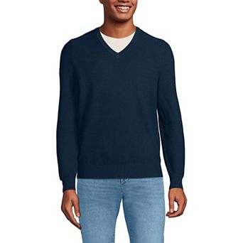 Men's Lands' End Washable Merino Wool V-Neck Sweater