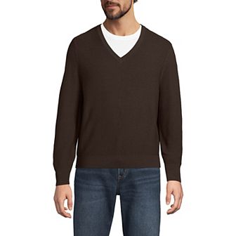 Men's Lands' End Washable Merino Wool V-Neck Sweater
