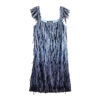 dangling sequin dress Girls 7-16 Three Pink Hearts Dangle Sequin Dress