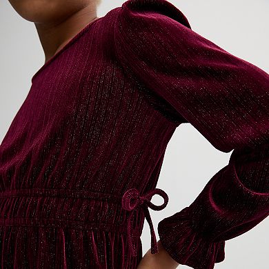 Girls 7-16 Three Pink Hearts Velvet Jumpsuit