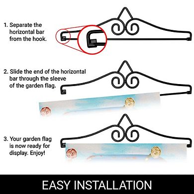 G128 Combo Set: Garden Flag Hanger And Garden Flag Autumn Blessings Gnomes With Pumpkins 12"x18"