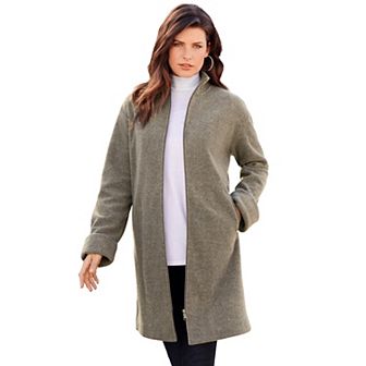 Roaman's Women's Plus Size Plus Size Fleece Driving Coat