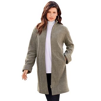Roaman's Women's Plus Size Plus Size Fleece Driving Coat