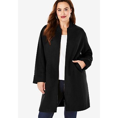 Roaman's Women's Plus Size Wool Blend Driving Coat