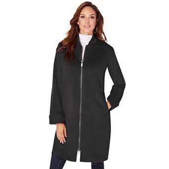 Roaman's Women's Plus Size Wool Blend Driving Coat