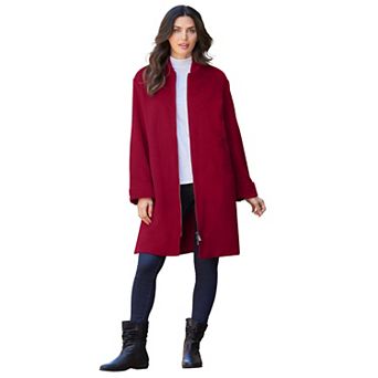 Roaman's Women's Plus Size Wool Blend Driving Coat