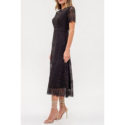 Lace overlay midi dress best sale