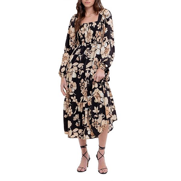 midi white dress sleeves White V-Neck Long Sleeve Fit & Flare Midi Dress