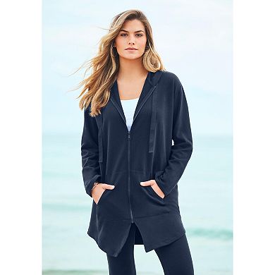 Roaman's Women's Plus Size Fleece Zip Hoodie Sweatshirt