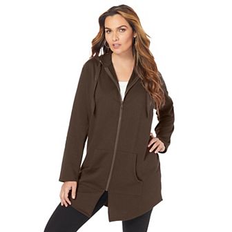 Roaman's Women's Plus Size Fleece Zip Hoodie Sweatshirt