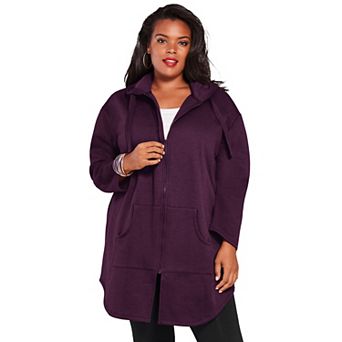 Roaman's Women's Plus Size Fleece Zip Hoodie Sweatshirt