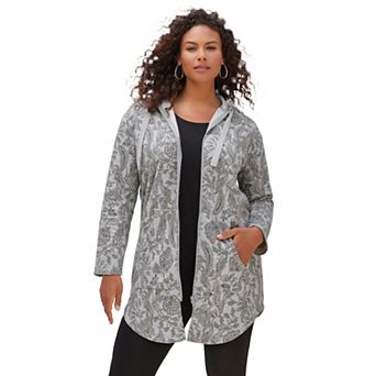 Roaman's Women's Plus Size Fleece Zip Hoodie Sweatshirt