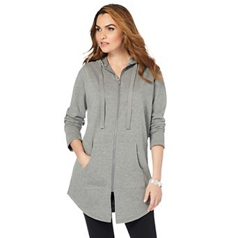 Roaman's Women's Plus Size Fleece Zip Hoodie Sweatshirt