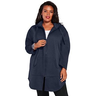 Roaman's Women's Plus Size Fleece Zip Hoodie Sweatshirt