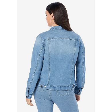Roaman's Women's Plus Size Essential Stretch Denim Jacket
