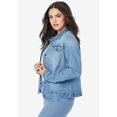 Roaman's Women's Plus Size Classic Stretch Denim Jacket