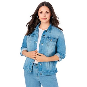 Roaman's Women's Plus Size Plus Size Classic Stretch Denim Jacket